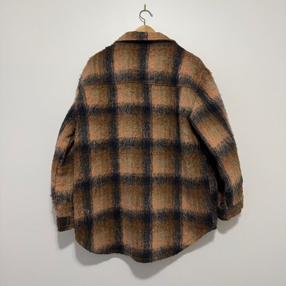 American Eagle | Lined Brushed Plaid Neutral Tone Jacket - Size M - Picture 5 of 14